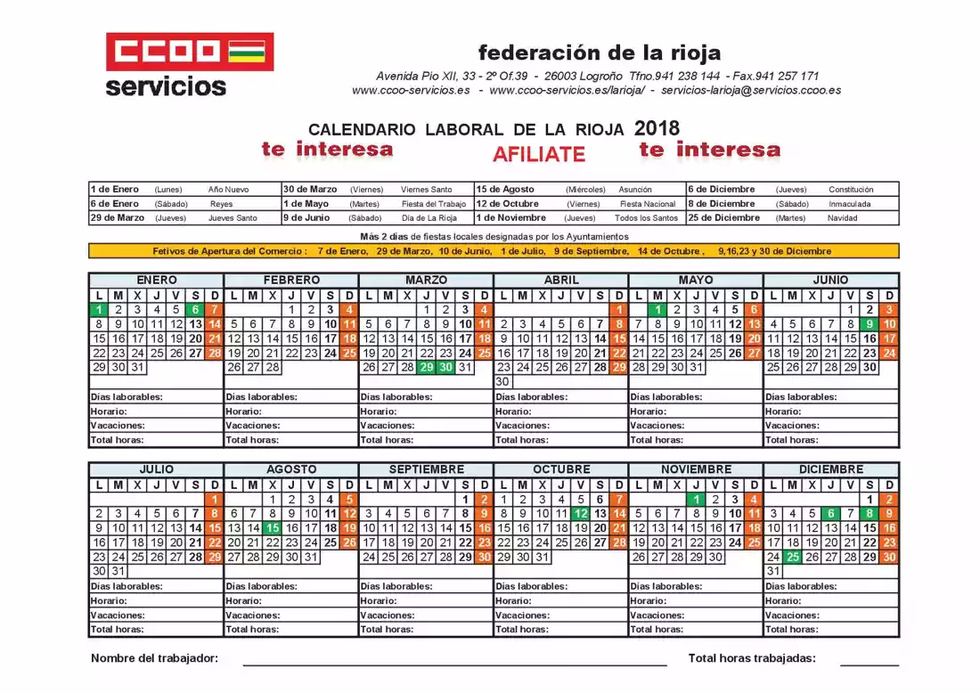 Calendario laboral la rioja 2018